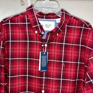 Penguin Long Sleeve Red Plaid Button Up Shirt XL